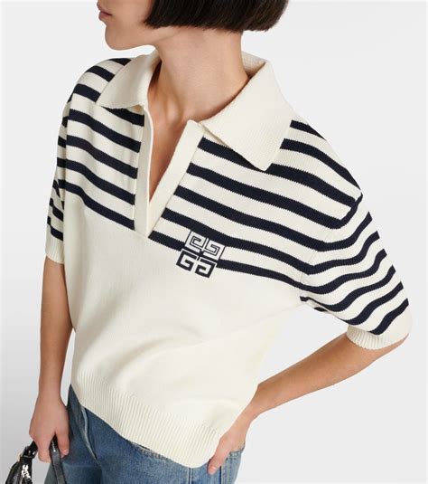 4G striped polo sweater in wool and cotton 